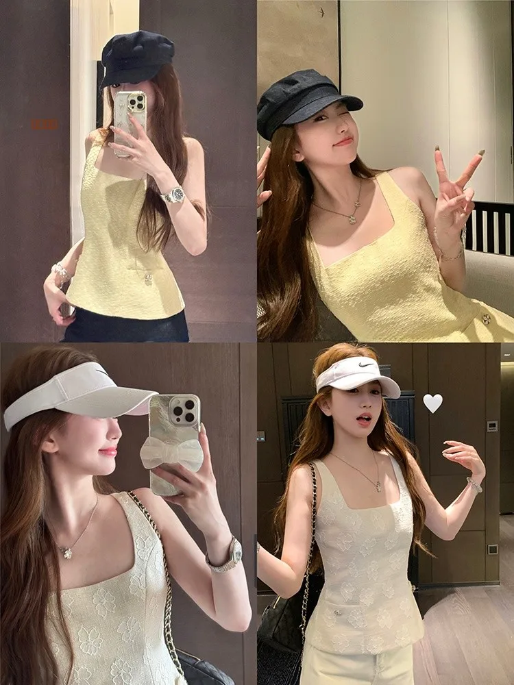 

Slim Fit Camere Blend Woolen Tank Top Women's Summer Outerwear Ba Commute Sle Pure Color Polyester Fabric