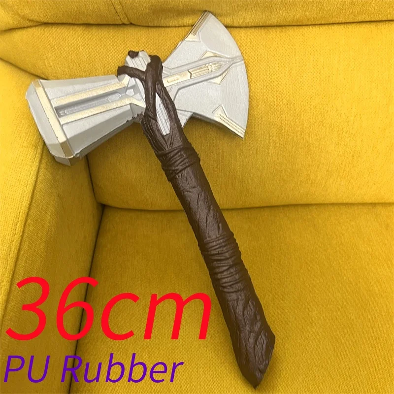 

Cosplay Superhero Weapons Damaged AXE Cosplay Thunder Axe Hammer Halloween Prop Role Playing Gift Safety PU Rubber