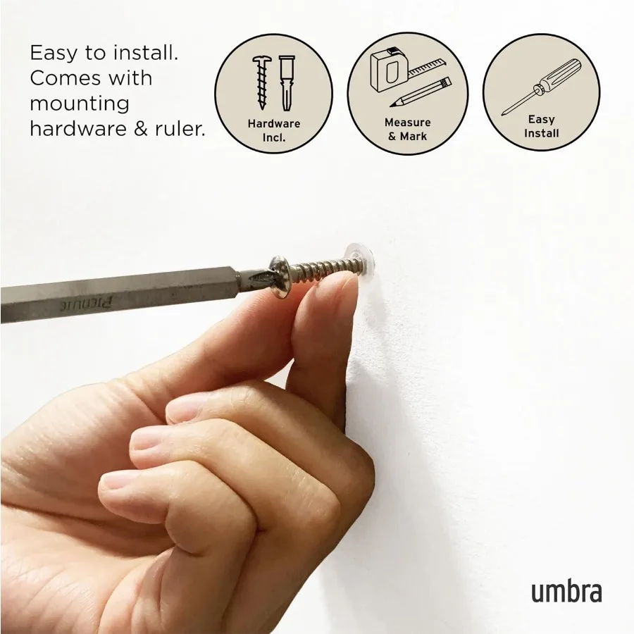 رف عائم مثبت على الحائط، شماعة عصرية أنيقة لتوفير المساحة مع خطافات قابلة للسحب للمعاطف والأوشحة والمحافظ والأكثر مثالية