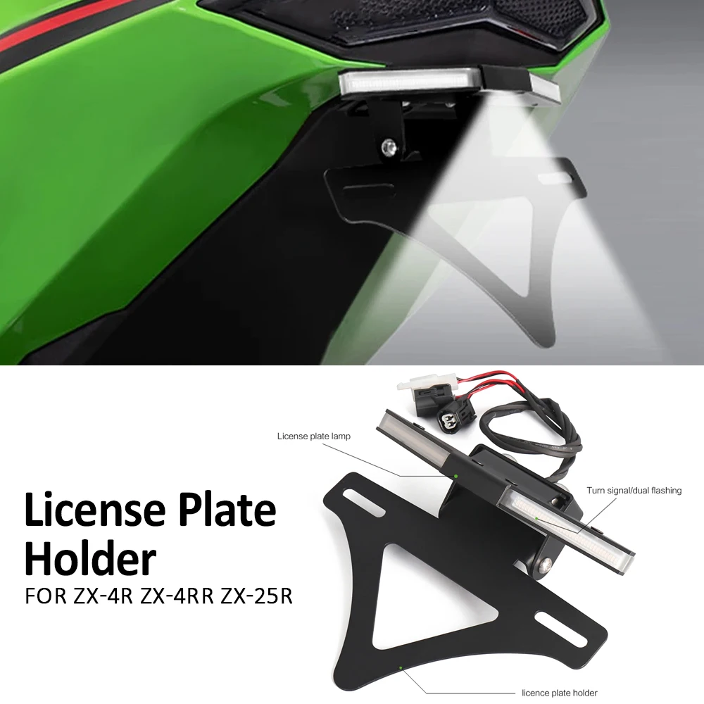 

ZX 4R 4RR License Plate Holder For Kawasaki Ninja ZX-4R ZX-4RR ZX-25R Motorcycle Tail Tidy Fender Eliminator ZX25R 2020-2025