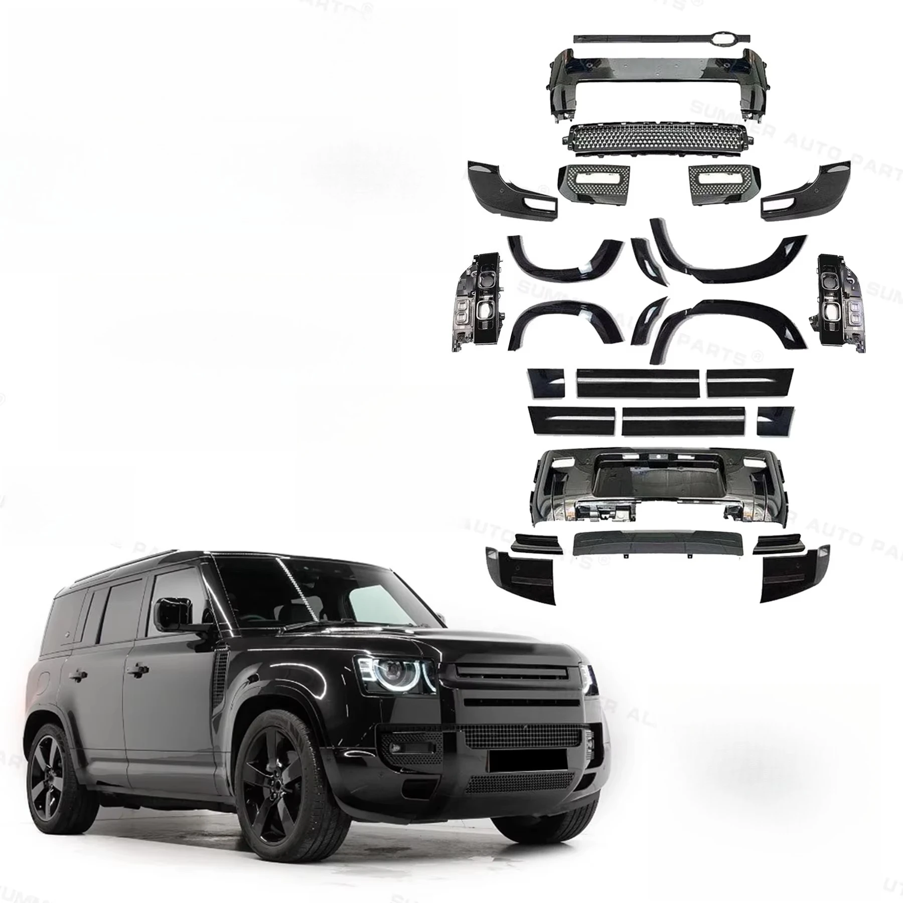 

Wholesale Auto Spare Parts Wheel Arches Front Bumper Grille Upgrade Car Body Kit for Defender 110 Accessories
