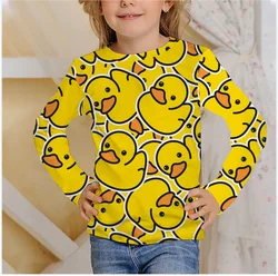 Long T Shirts 3D Print Cute Duck Pig Kids TShirt Fashion Casual Cartoons Round Neck T-shirt Boys Girls Children's Tshirt Clothes