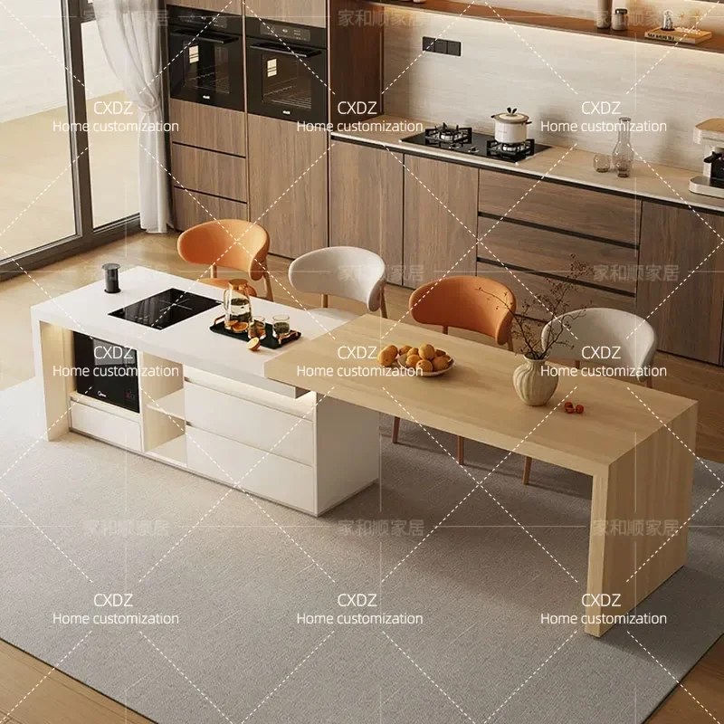 Cream Flush Island Dining Table Integrated Household Retractable Multi Function Mobile Console Bar Counter 2026 New