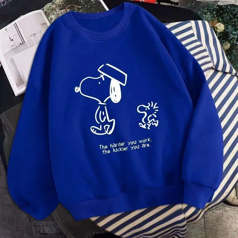 

Хлопковый студенческий топ с круглым вырезом для девочек и мальчиков, свитер, куртка, свободная весенне-осенняя новая майка, модная одежда Snoopy