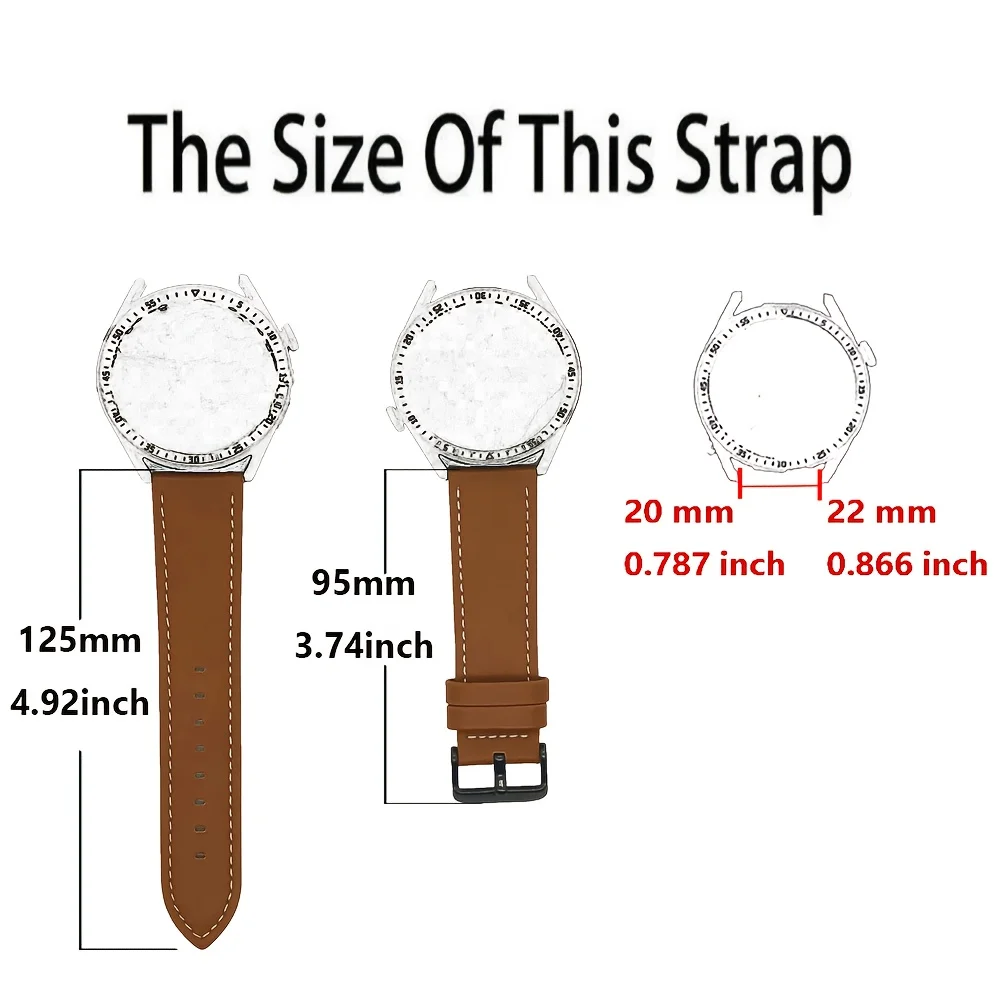 22 20mm 인조 가죽 시계 스트랩 (미 워치 S2 46/42mm, 미 워치 컬러 2, 미 브로 라이트/에어 스마트워치용)