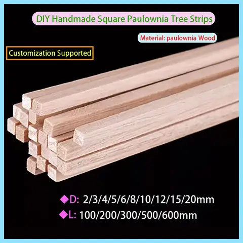 DIY Square Balsa Wooden Stick Children's Model Making Decoration 8x8mm Length 50/80/100/130/150mm