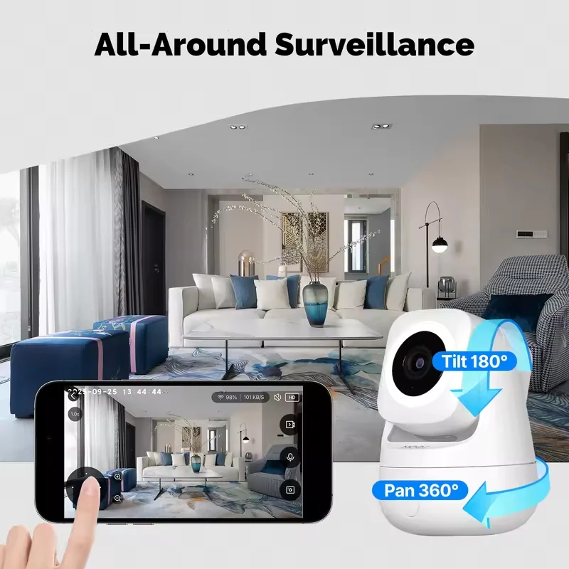 MOES Tuya WiFi Smart Camera Indoor 3MP HD Pan 360° Tilt 180° Home Monitoring Surveillace Camera Works with Alexa Google Home