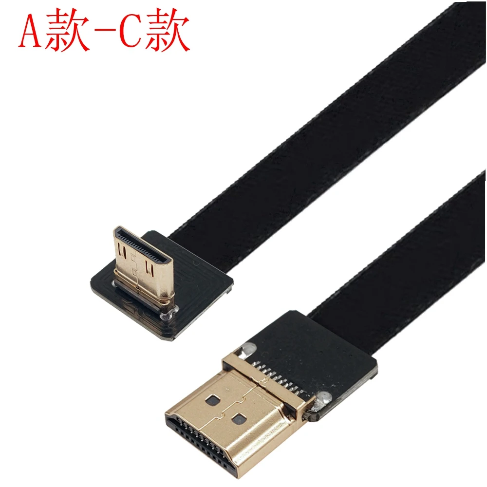 Fpv hdmi tipo um macho para cima e para baixo em ângulo de 90 graus para mini cabo plano fpc compatível com hdmi para câmera multicopter fotografia aérea