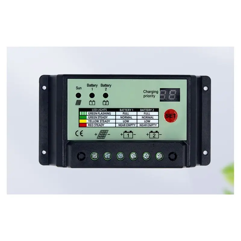 A41Z-Dual Battery Solar Charge Controller PWM 12V 24V System Batteries Power Panel Regulator