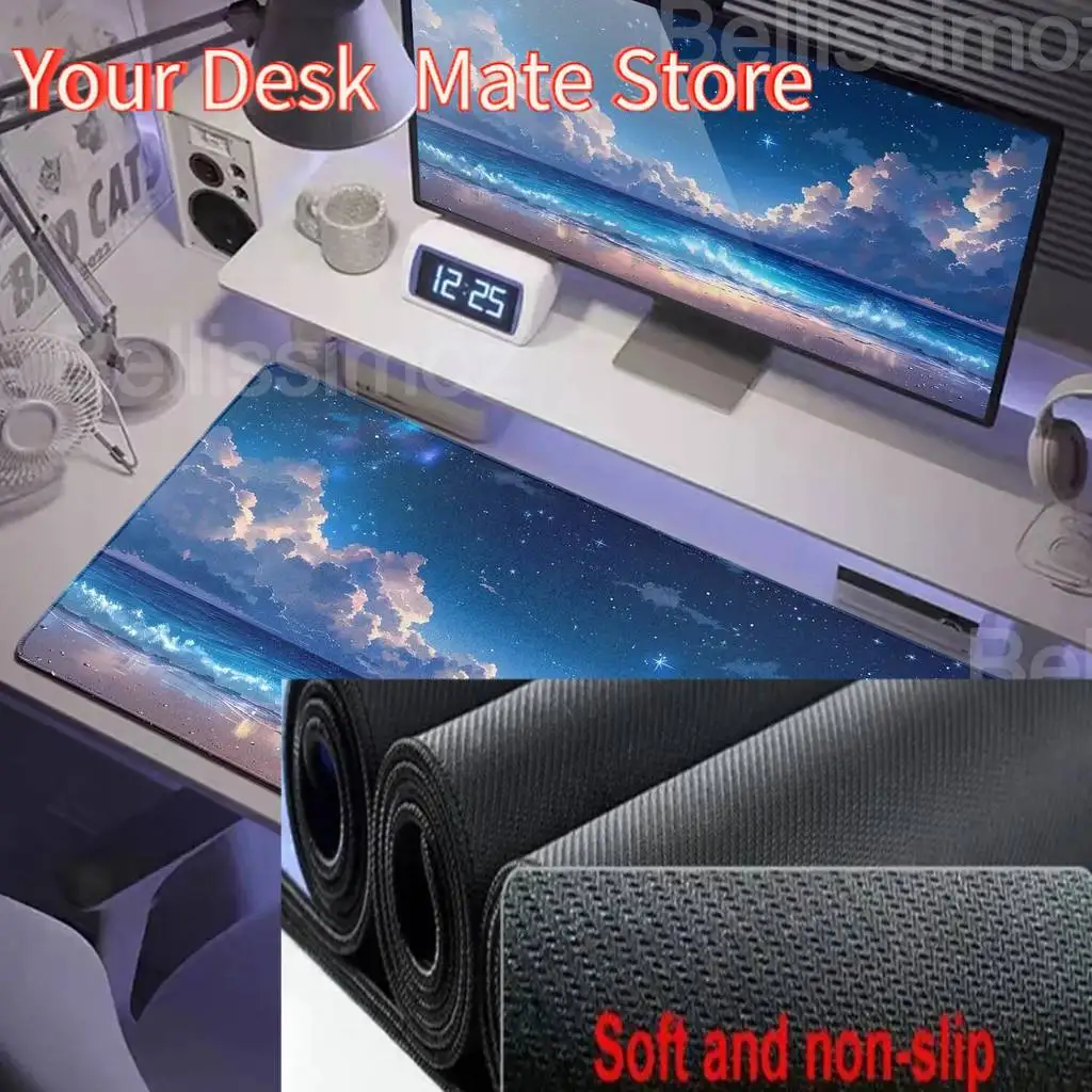 900*400 Büro Blau Mousepad Sky Cloud Mauspad Gaming Zubehör Anime Tisch Tastatur Schreibtisch Matte Mousepad Gamer PC gummi Teppich