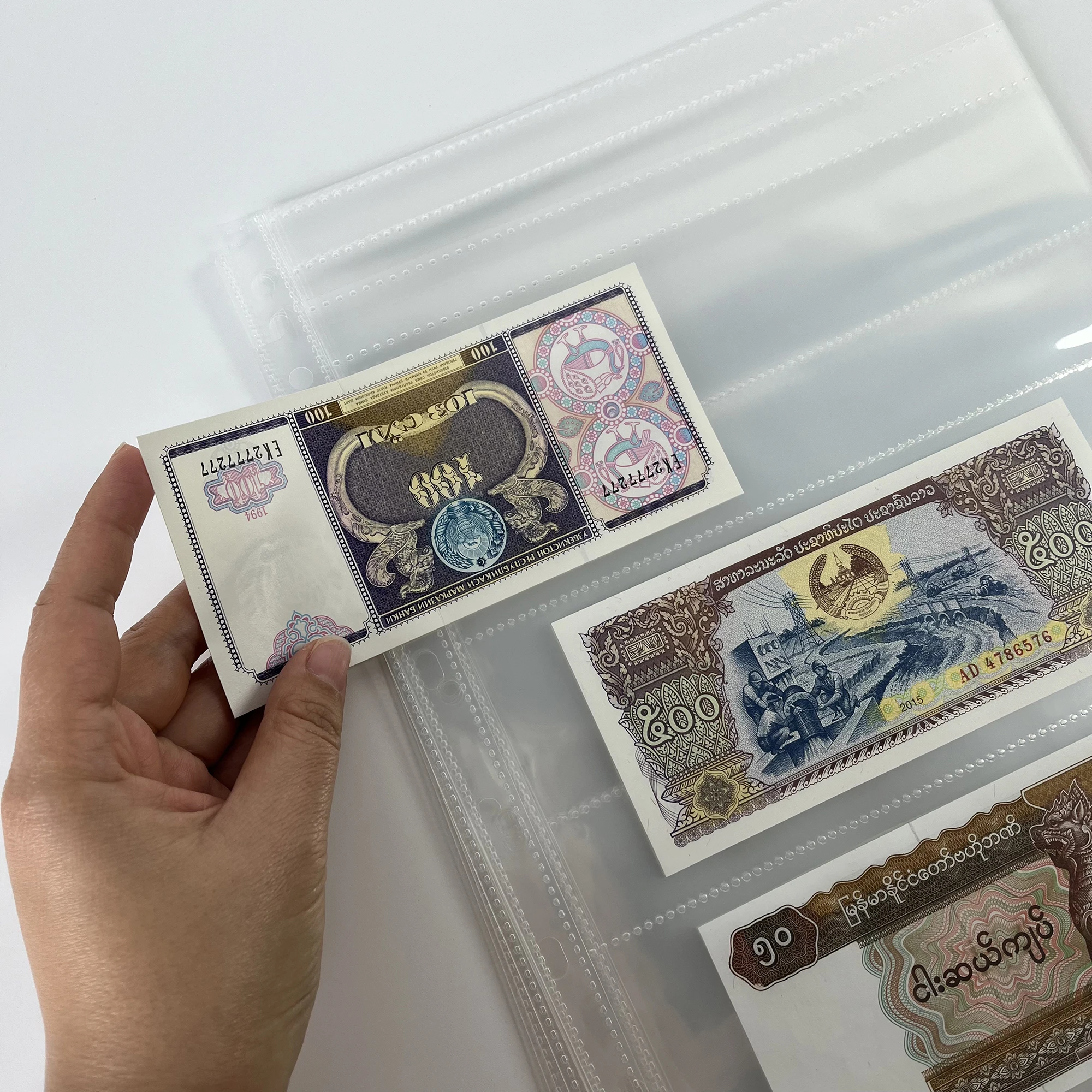 Paper Money Storage Banknote Collecting Album Page A4 Bank Note Collection Sheet Holder Sleeves Dollar Bill Organizer Protection