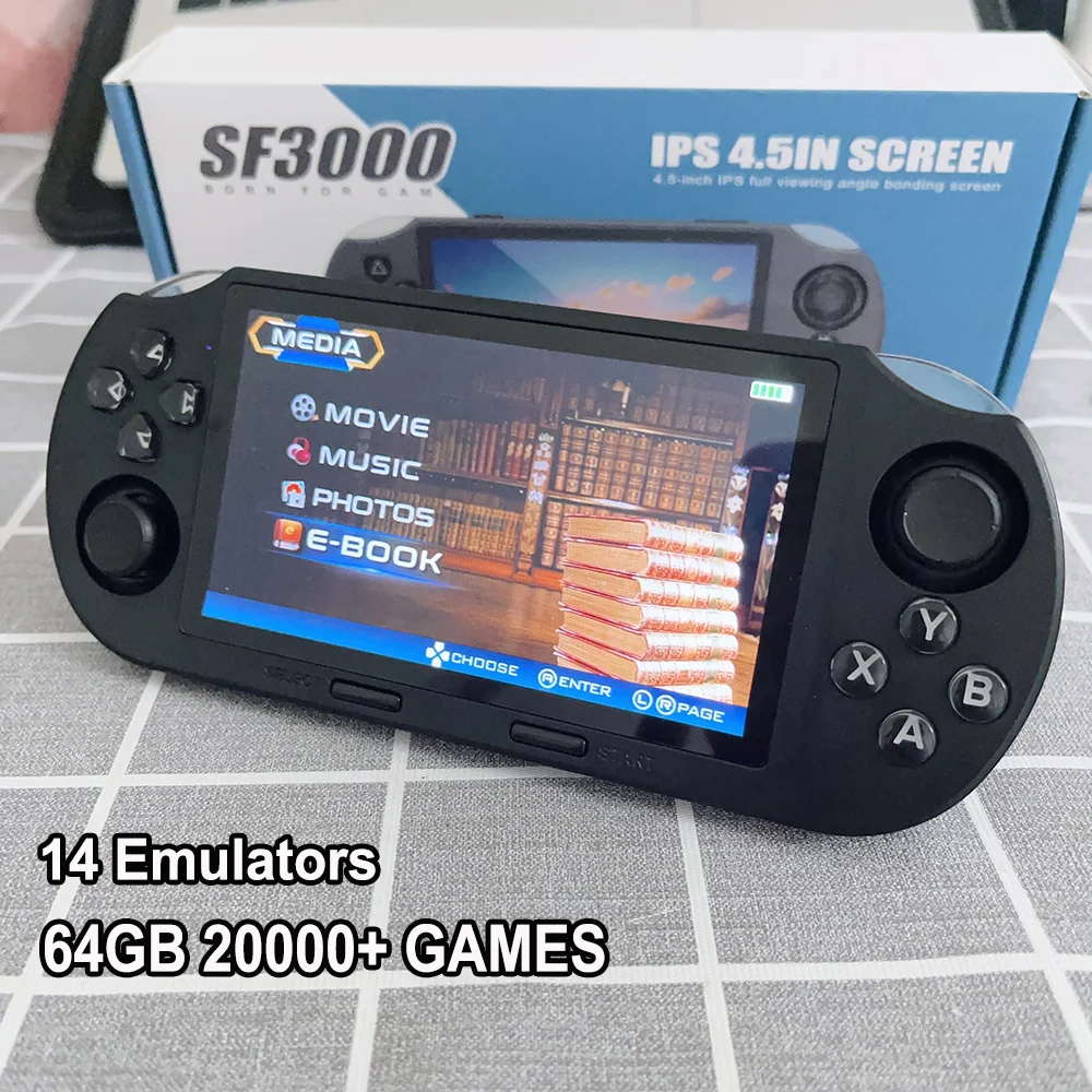 sf3000-ミニレトロハンドヘルドゲーム機-45インチipsスクリーン-20000種類以上のゲーム搭載-ポータブルポケットビデオゲーム