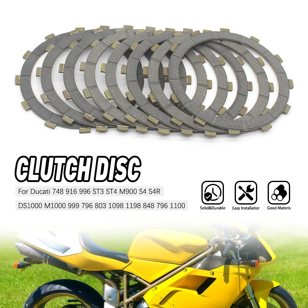 Cork dry Friction Clutch Plates Disc For Ducati 748 749 851 900 916 944 996 998 999 1098 1198 Monster 900 1000 1100  8 PCS 9 PCS