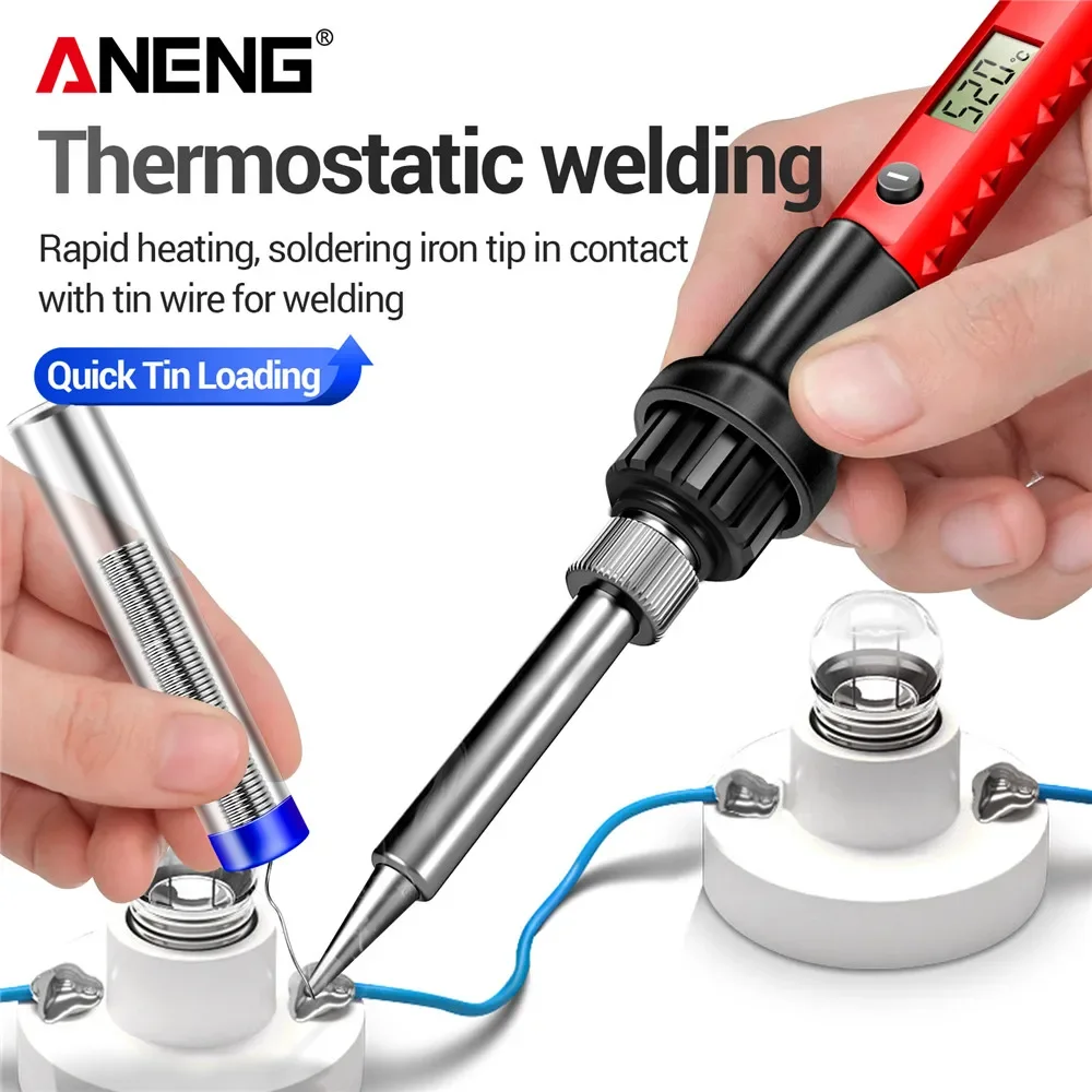

ANENG SL104/SL105 Электрический паяльник с цифровым дисплеем и регулируемой температурой, профессиональный портативный комплект, сварочный припой, ремонт