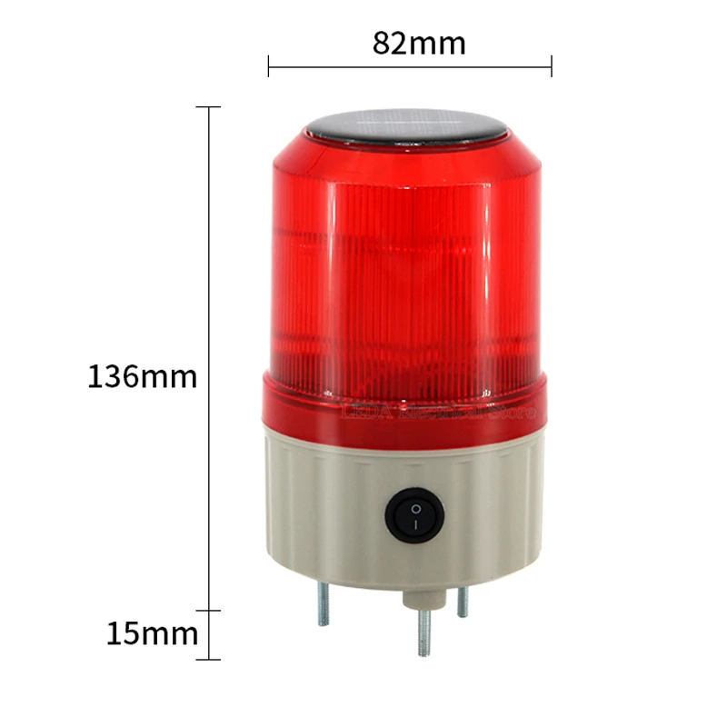 1Pcs Red N-TYN Without Sound Solar Warning Light LED Charging 1.5V Post ,Traffic Barrier , Strong Magnet Waterproof Signal Lamp.