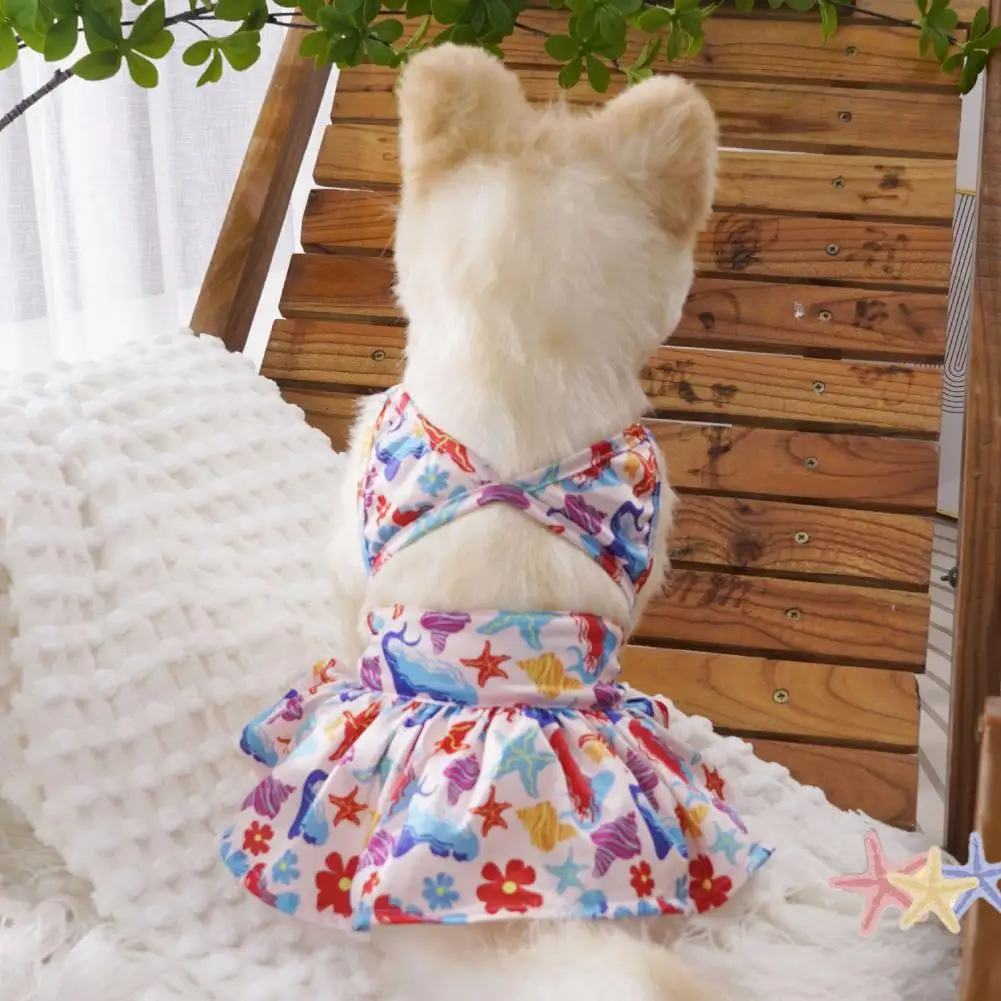 1 Set Pet Swimwear  Non-Fading   Dog Beach Dress Pet Dog Print Bikini Swimsuit Dress