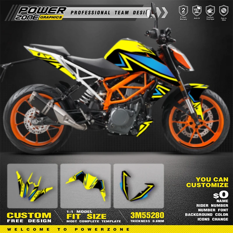 

PowerZone for Custom Team Graphics Backgrounds Decals Stickers Kit For KTM 2017-2020 DUKE 125 390 Motorcycle SUPERMOTO 06