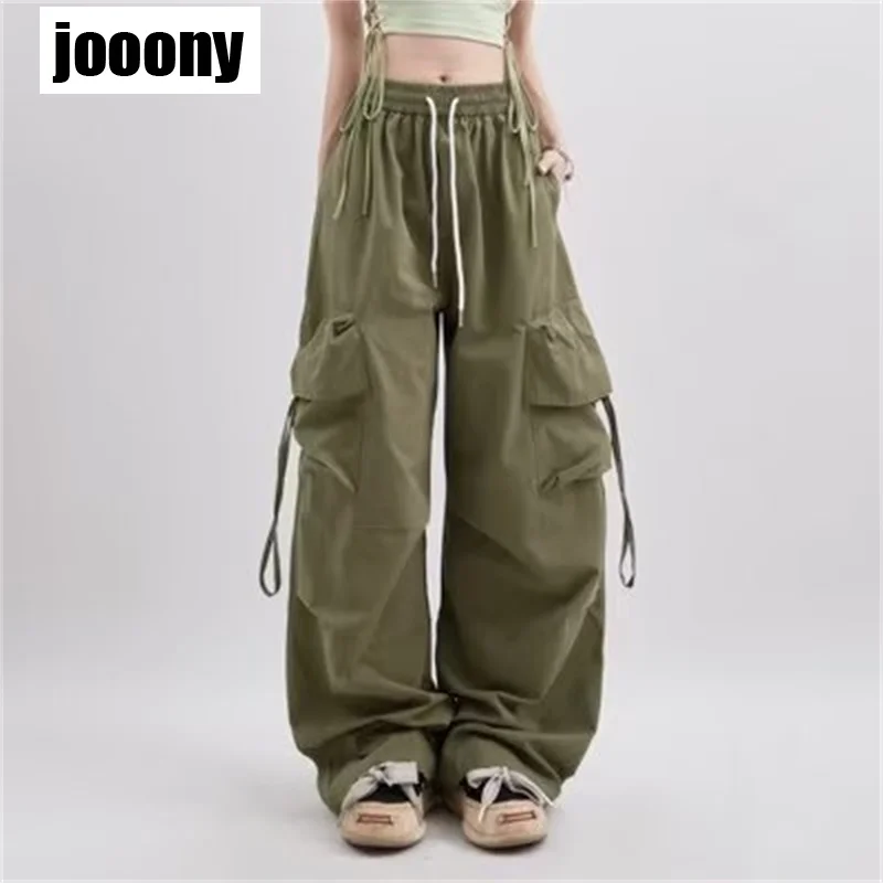 Harajuku Retro Versatile Solid Baggy Straight Trousers Ladies Sweatpants Y2k Cargo Pants Women Streetwear Casual Wide Leg Pants