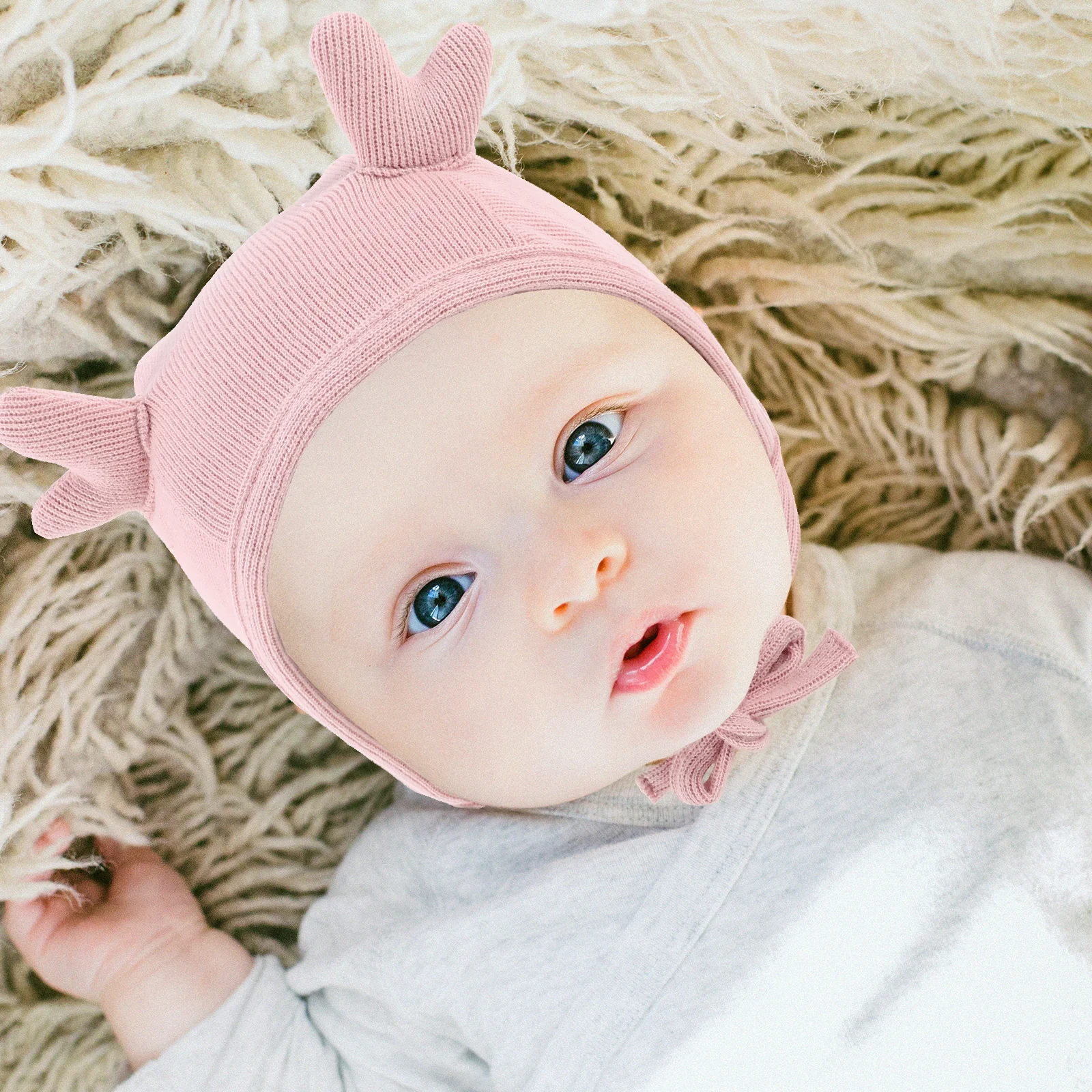 

Вязаная шапка для новорожденных, мягкая теплая шапочка для младенцев-49 см, уютный эластичный зимний головной убор для мальчиков и девочек, милая детская шапка