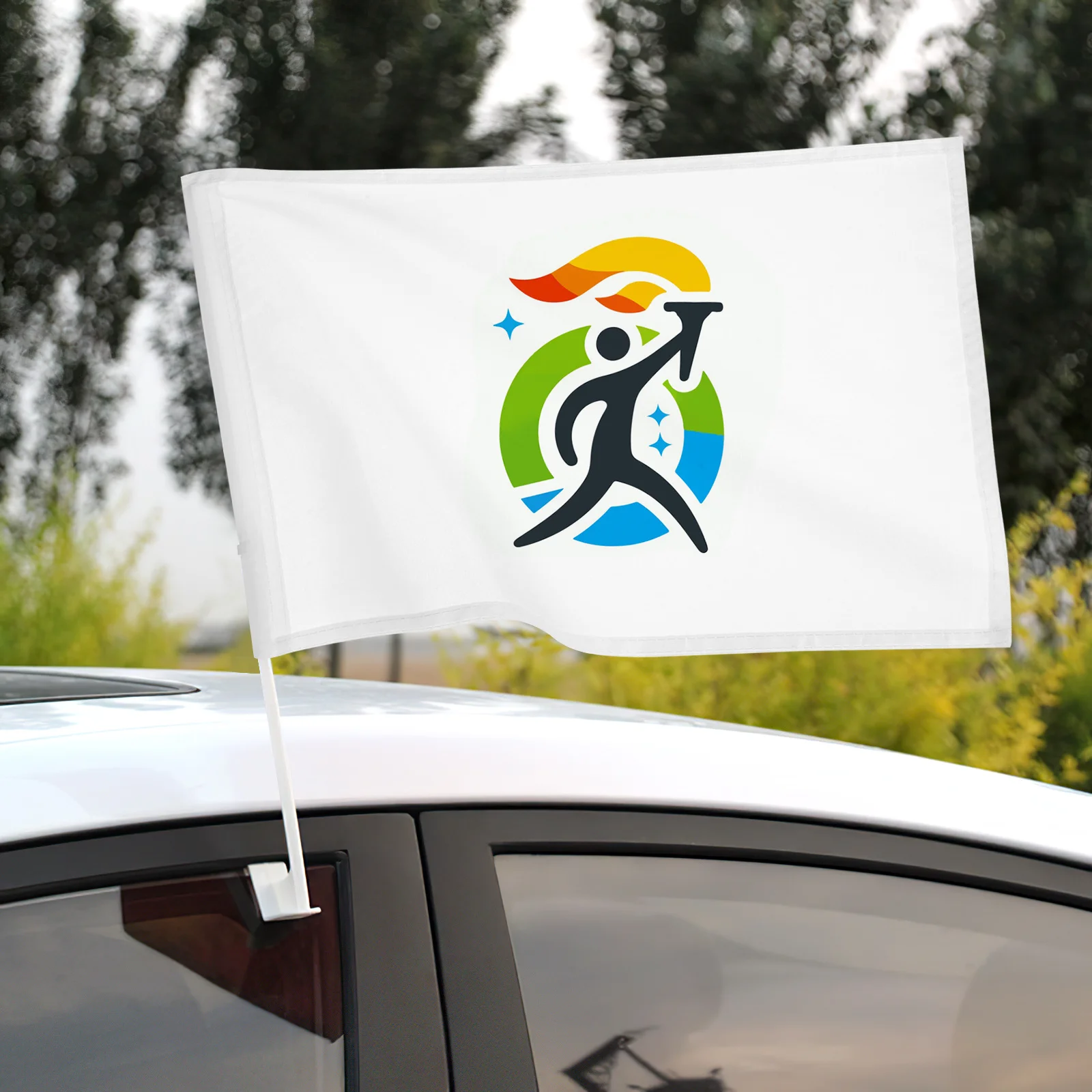 

4Pcs Car Flag Plugin Blank Handheld Flags Lightweight DIY Fans Cheering Flags for Race Event Match Signal Flag