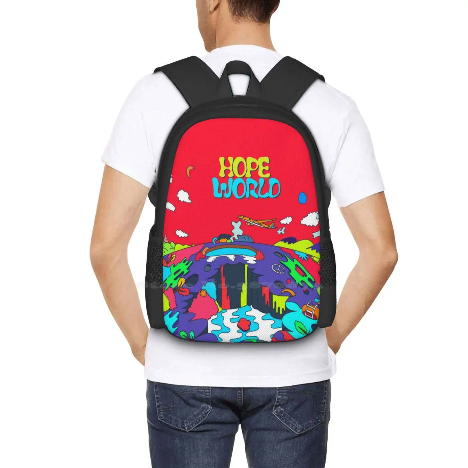 J-hope Hope World Album Art Pattern Design Bag mochila para estudiantes J Hope World Album Art Jhope Album Mixtape Hixtape Kpop