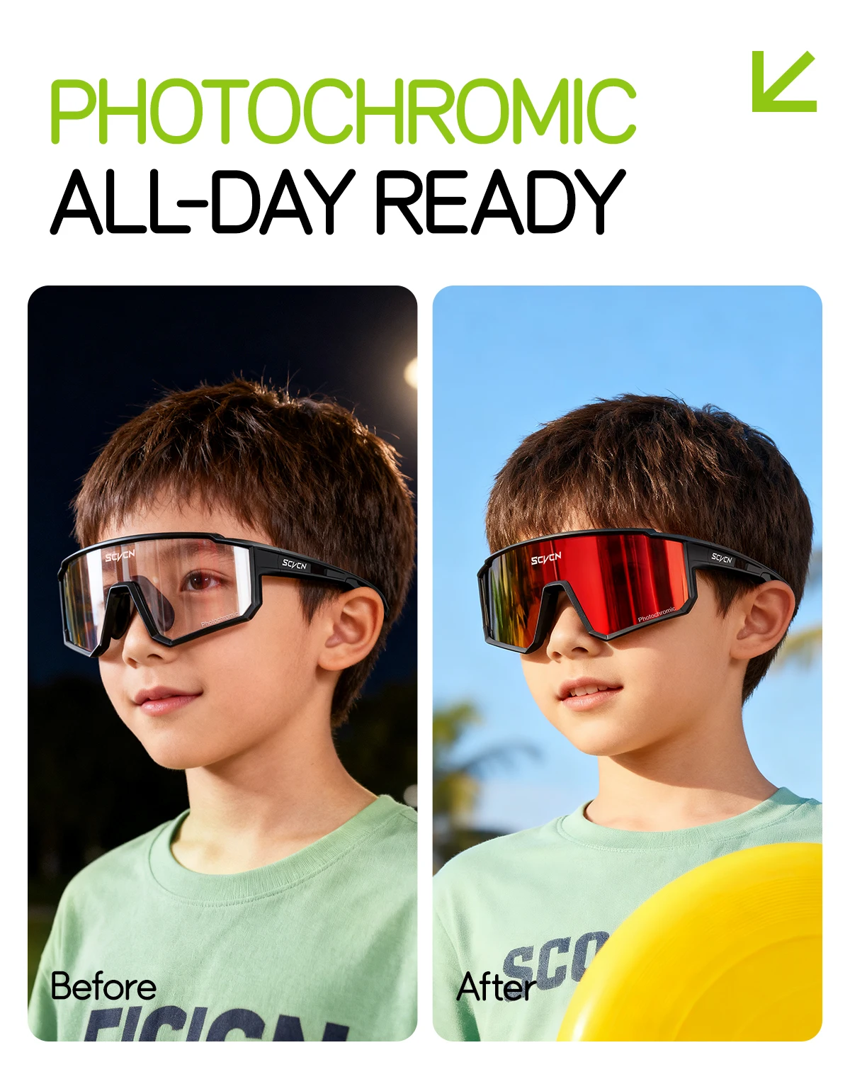 SCVCN Neue Photochrome Kinder Radfahren Gläser Teenager UV400 Brillen Outdoor Sport Sonnenbrille Junge Mädchen Rennräder Radfahren – Detail 9