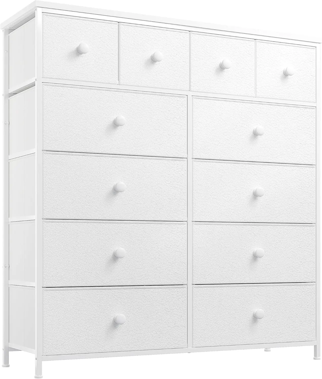 Dresser,White Dresser for Bedroom with 12 Drawers,Tall Dressers for Bedroom,White Fabric Dressers & Chest of Drawers for Bedroom