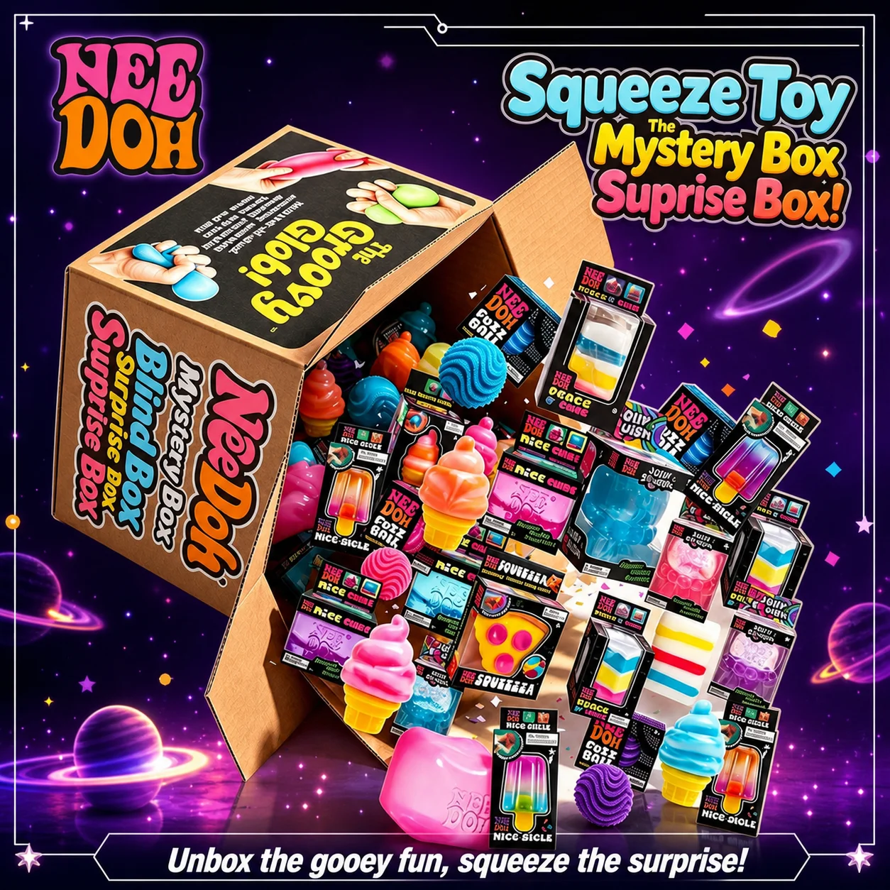 NeeDoh Schylling Squishy Blind Box Multi Slow-Rising Squishy Squeez Toy ADHD Stress Relief Fingertip Toy Mystery Box Gift 2026