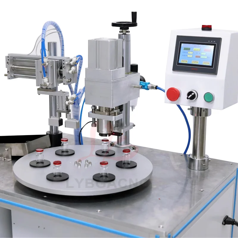 Tappatrice per piastre indicizzate completamente automatica, sigillatura farmaceutica pneumatica per fiale bottiglie di vetro liquido orale, 60W