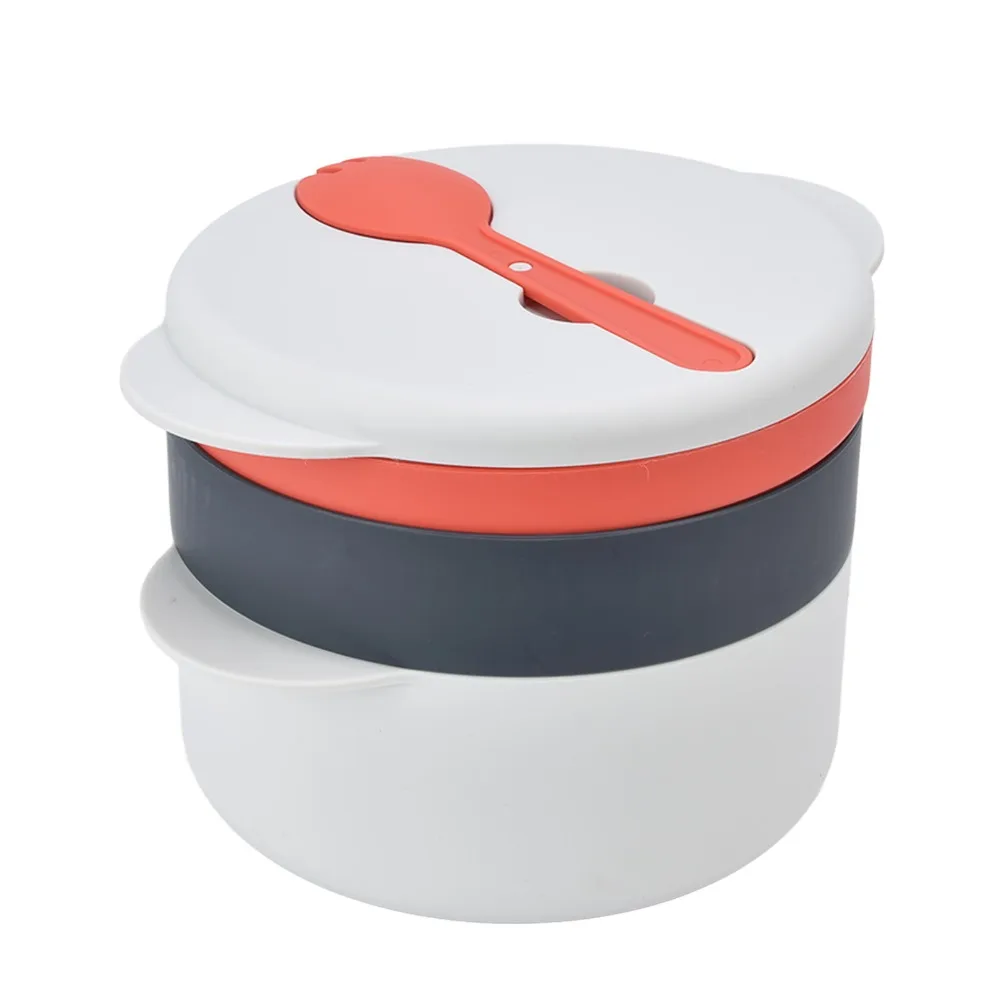 2L Capacity Microwave Vegetables Cooker Multi Layer Stackable Prevent Burns Handle Microwave Steaming Container White PP 2