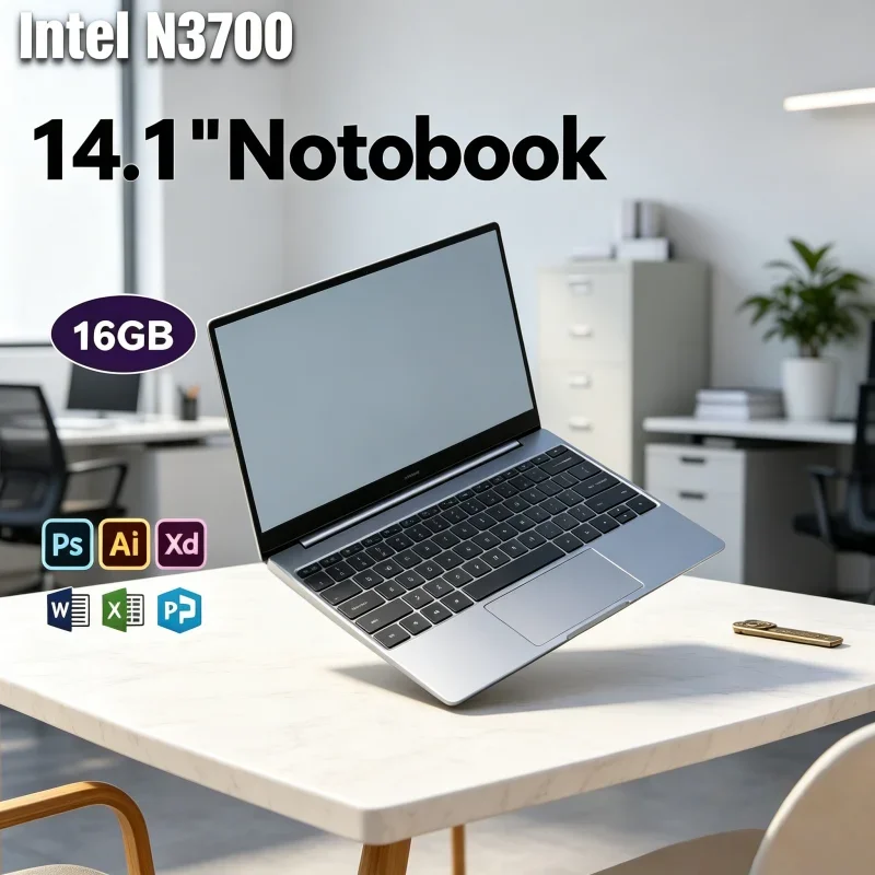 

Intel N3700 Driven 14.1 Inch Lightweight Laptop,16GB/32GB RAM and Windows 11 OS, Practical All-round for Routine Work and Daily
