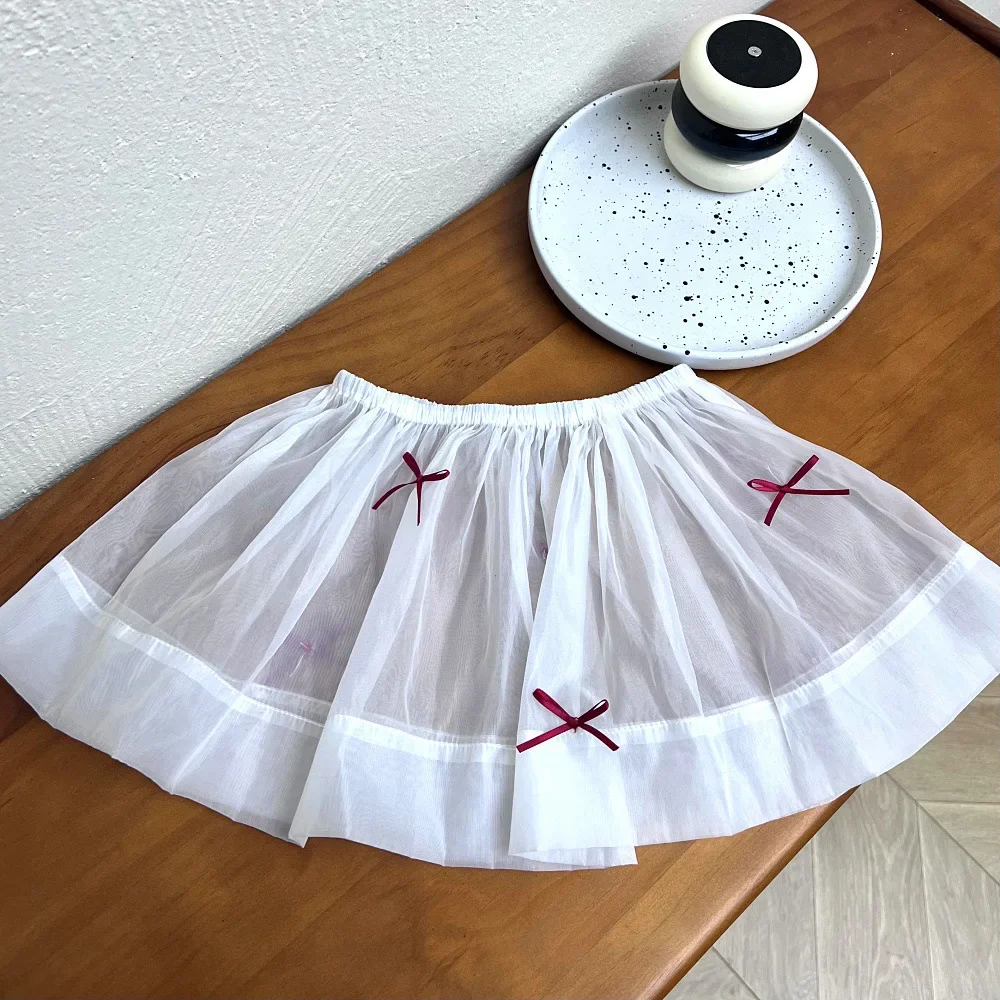 Girls Skirt 2026 Summer New Childrens Clothes Korean Style Girl Baby Bow Basic Accessories Fart Curtain Casual Simple Daily