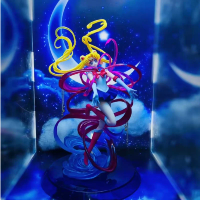 Anime Figure Sailor Moon Crystal Power Transformation Kawaii Girl Action Figurines Pvc Girl Model Doll Statue Toy Decor Kids Toy