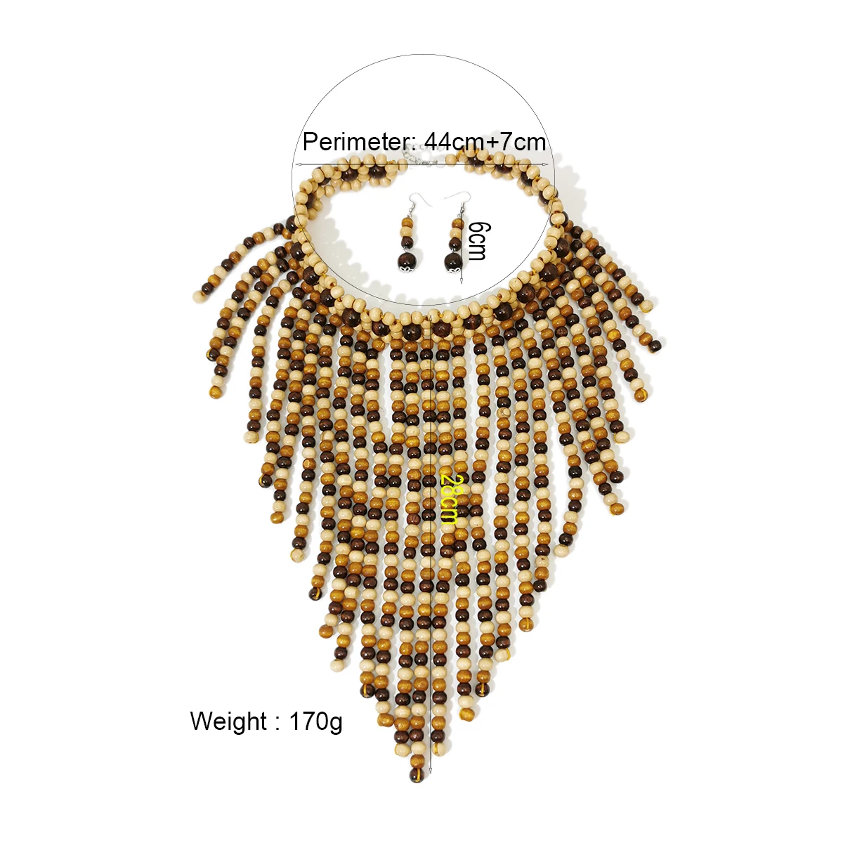 Boho Long Beaded Pendant Necklace Jewelry Sets For Women Multicolor Ethnic Wooden Bead Jewelry Sets Statement Fashion Accessory