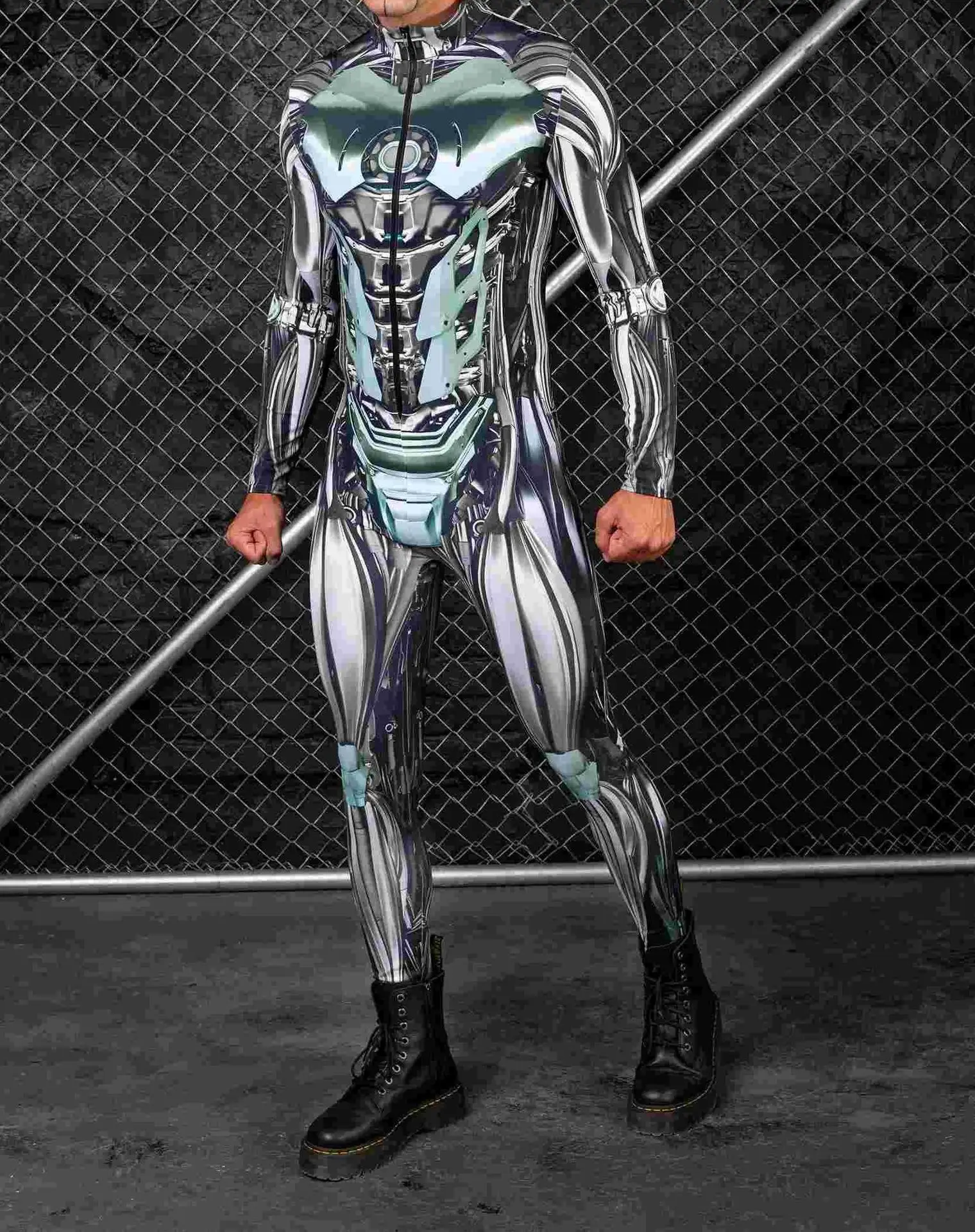 Bunter Mechanischer Muskel-Schädel-Bodysuit, Strumpfhose für Männer, Cosplay-Kostüm, Zentai, Performance, Party, Festival, Radsport-Jumpsuit, Kleidung – Detail 5