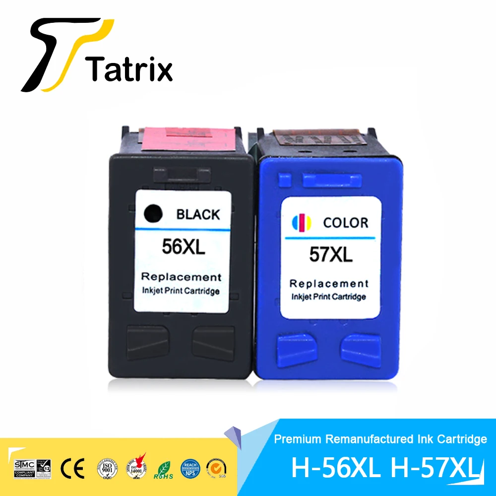 Tatrix 56 57 56XL 57XL Premium Remanufactured Color Inkjet Ink Cartridge for HP HP 4110/4255/4256/5510/5608/5609 5679  Printer