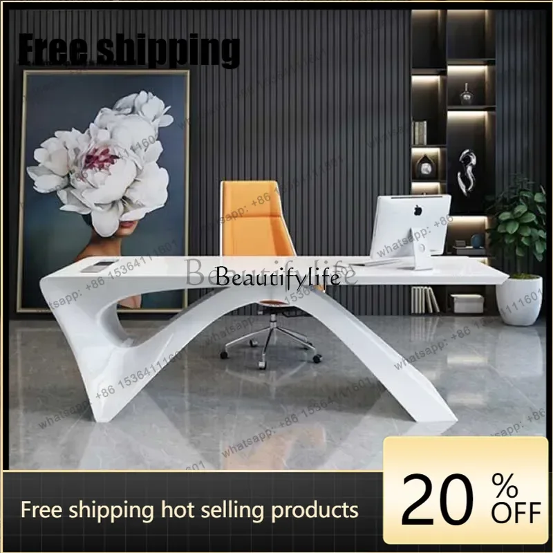 HJ White Gaming Office Desk Large Household Luxury Laptop Computer Office Desk Corner Executive Writing Mesa Ordenador Furniture
