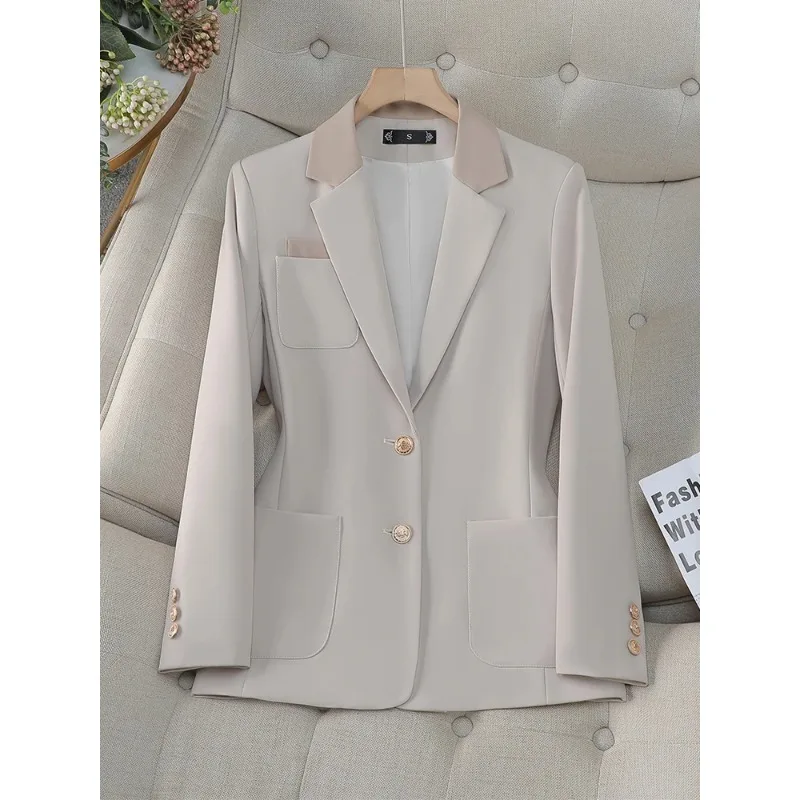 Moda rosa donna vestito formale Blazer femminile nero albicocca manica lunga ufficio donna lavoro giacca da lavoro per l'autunno inverno