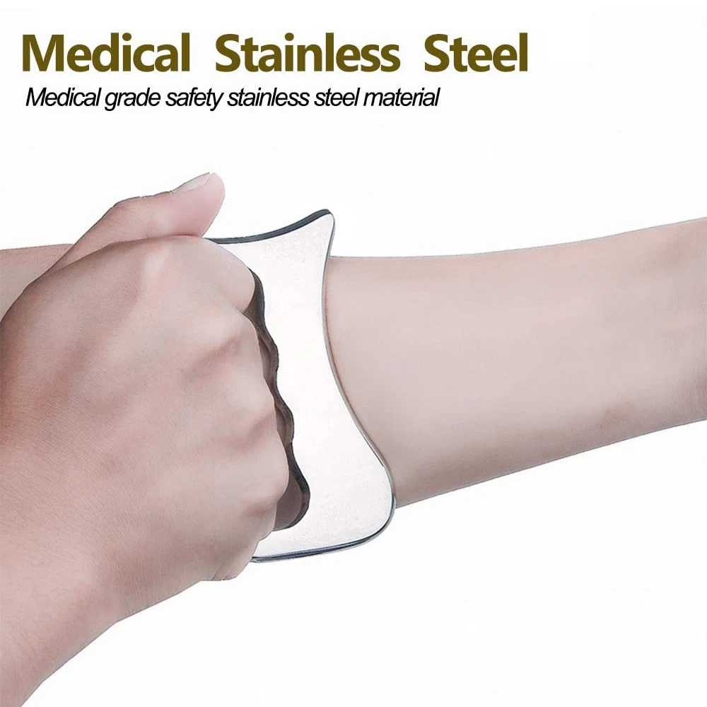 Gua sha Tool Stainless Steel Gussha Massage Tool Muscle Scraping Tool for Soft Tissue Therapy and Reduce Arms,Legs Muscle Pain