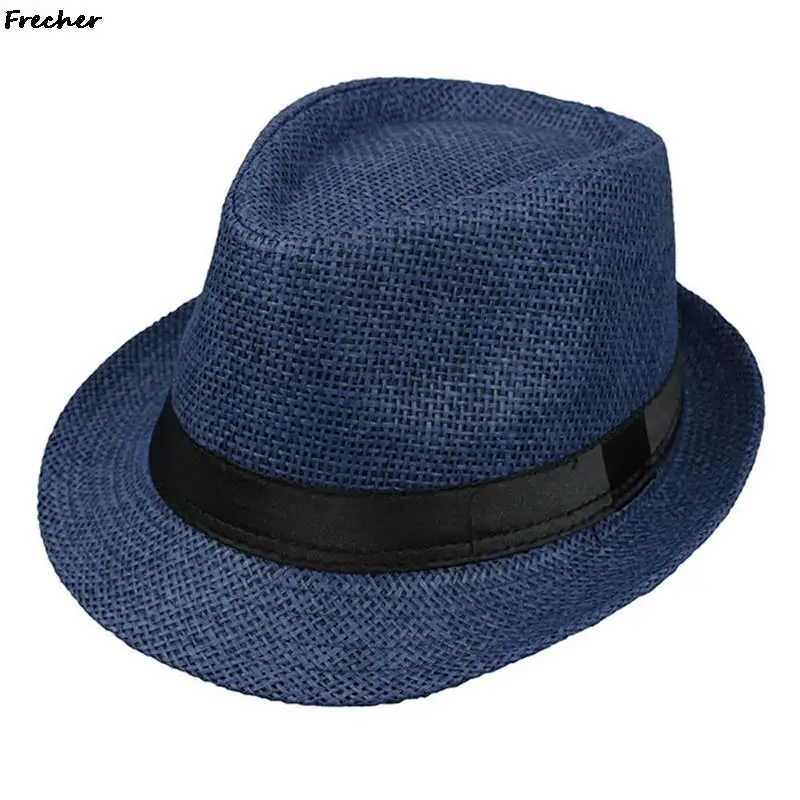 Children Beach Party Hat Straw Weave Panama Kids Summer Jazz Hats Wedding Party Costume Boys Flat Brim Fedora Chapeau Caps New