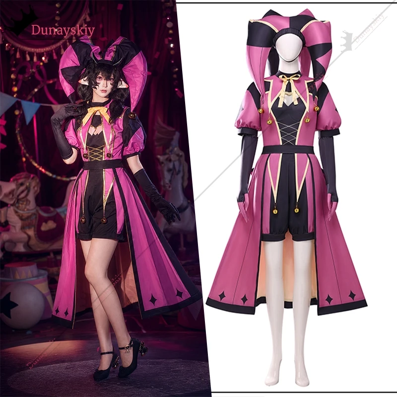 Disfraz de Cosplay Roo Tfc The Freak Circus Columbina, Traje de Payaso Rosa Ángel, Disfraz Unisex para Fiesta Temática de Halloween