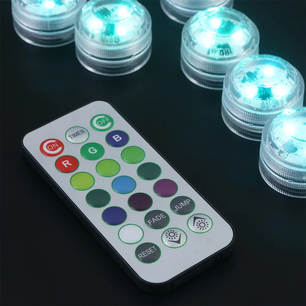 LED Light Remote Control Night Lights For Wedding Tea Light Hot Tub Pond Pool Bathtub Aquarium Party Vase Decor