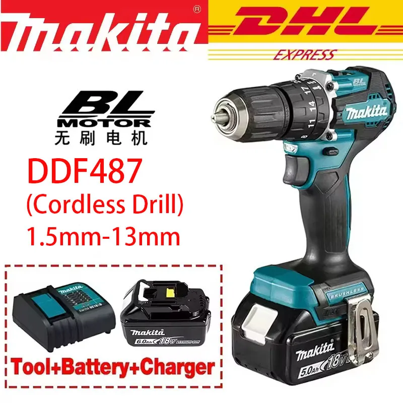 

Быстрая доставка. Оригинальный аккумуляторный шуруповерт Makita DDF487, бесщеточный ударный электроинструмент, перезаряжаемый, 18В.