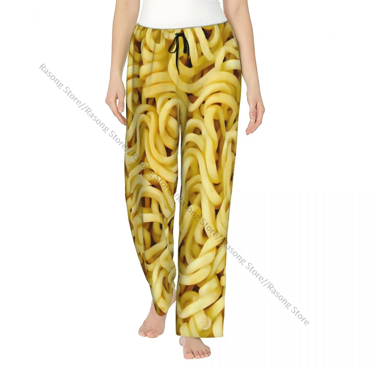 

Instant Noodles Pattern Flannel Pajama Pants for Women Soft Warm Sleep Pants with Elastic Waistband