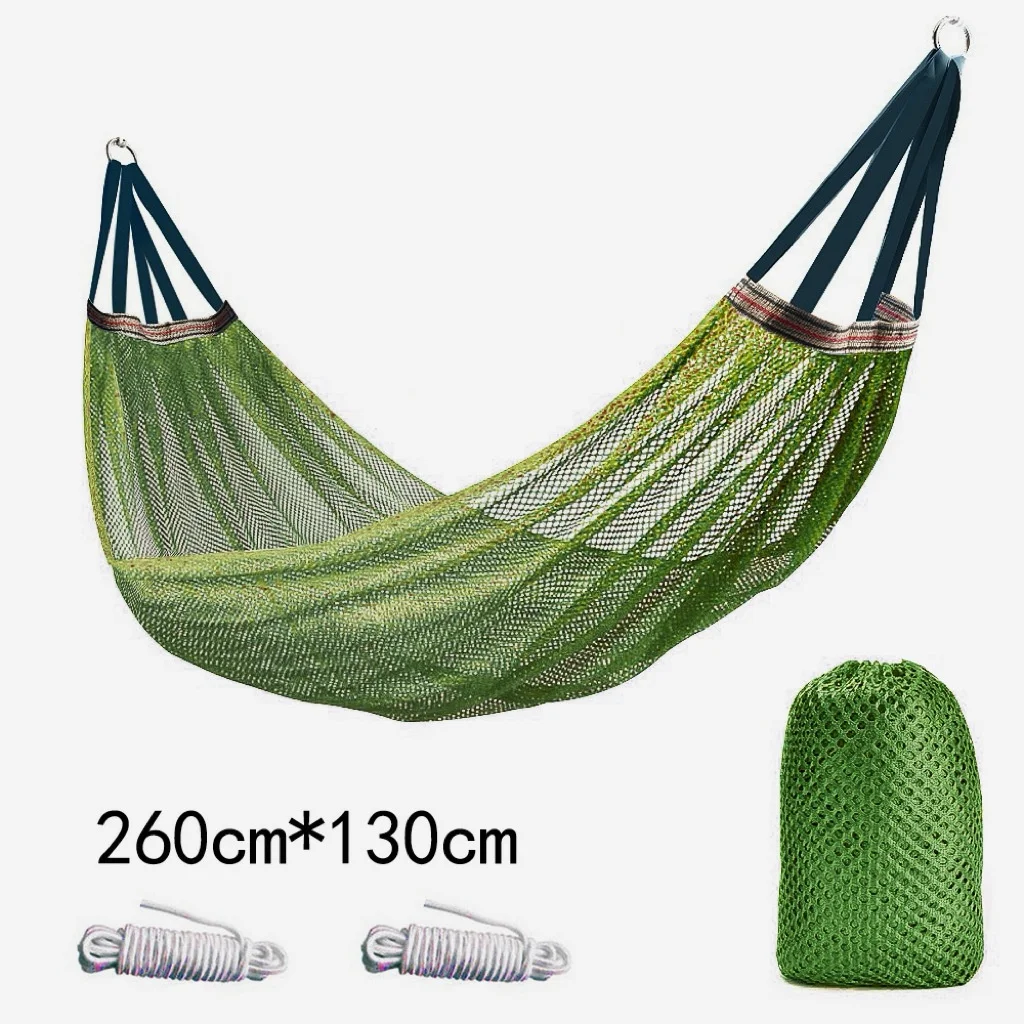 

2-Person Lightweight Anti-Tip Bent Stick Fabric Swing Portable Outdoor Hiking Camping Hamaca Ice Silk Mesh Hammock Polyester