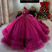 Vendanie Charming Lace Appliques Quinceanera Dress for Girls Illusion Spaghetti Straps Robe Quinceanera Rouge Customized 3