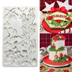 Christmas Tree Poinsettia Silicone Sugarcraft Mold Fondant Cake Decorating Tools Candy Chocolate Gumpaste Mold