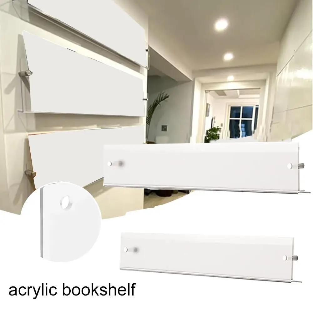 

Acrylic Transparent Bookshelf Wall Mounted Shelf Magazine Picture Book Storage Holder Organizer Home Wall Decor Display Rack