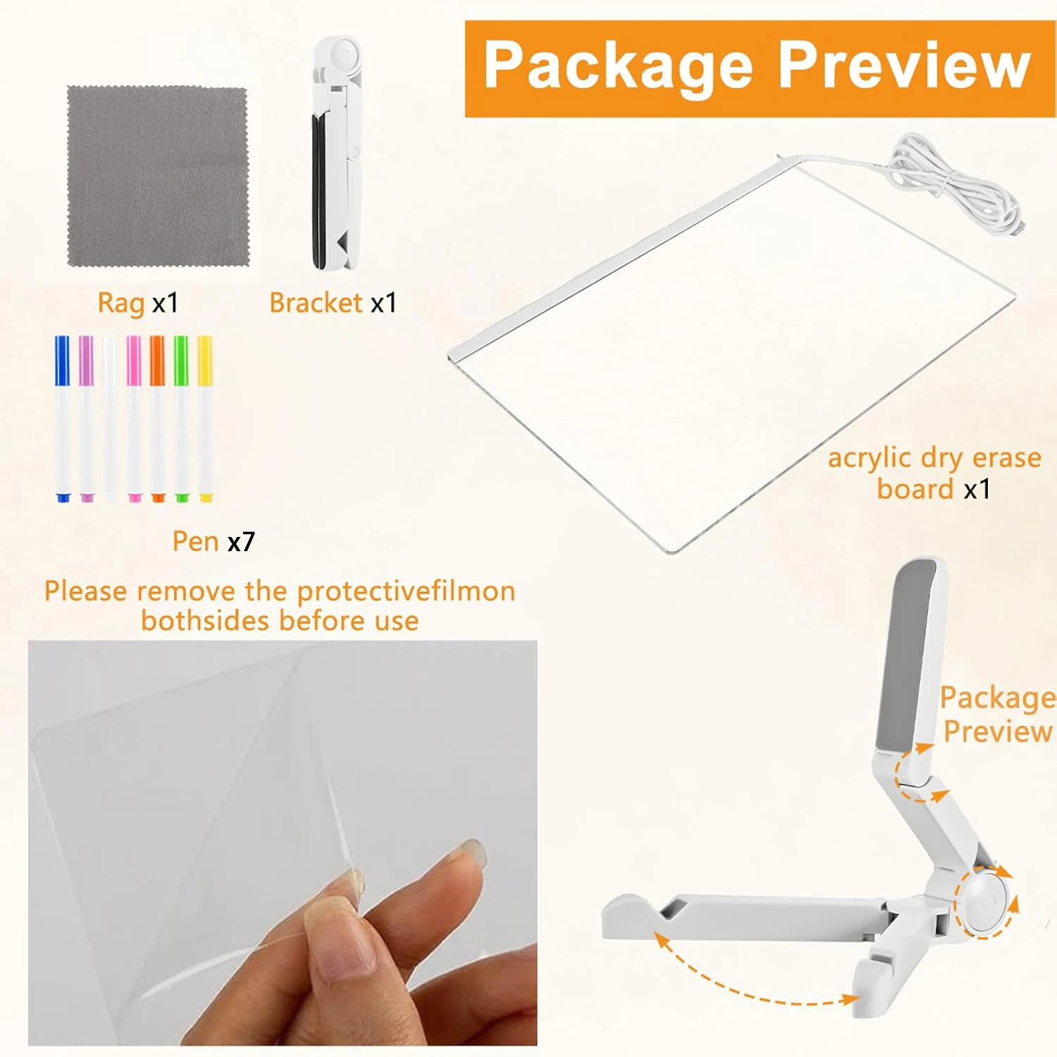 Tablica informacyjna LED z lampką nocną Kolorowe 7-długopisy DIY Akrylowa tablica ogłoszeń Tablica kreślarska dla dzieci Prezent urodzinowy