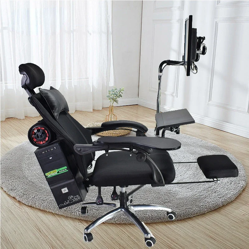 Office leisure chair single modern minimalist student lazy computer folding multifunctional game belt display stand